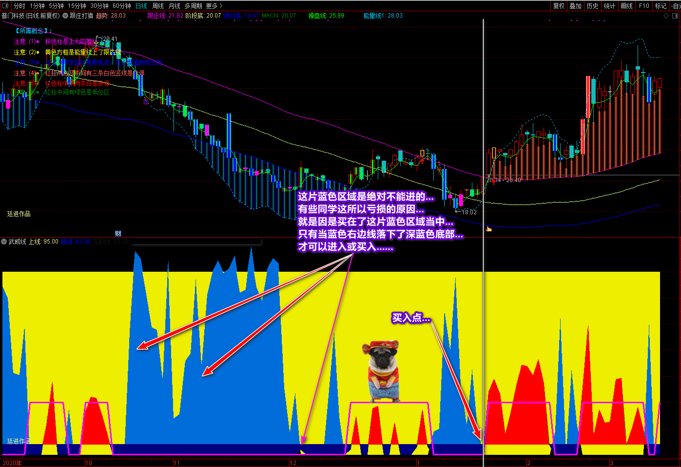 廷进武威线通达信指标源码，买卖操作指导性副图指标
