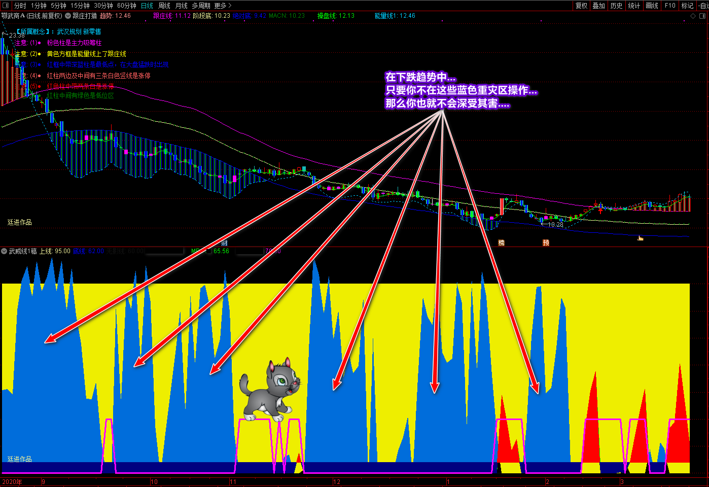 廷进武威线通达信指标源码，买卖操作指导性副图指标
