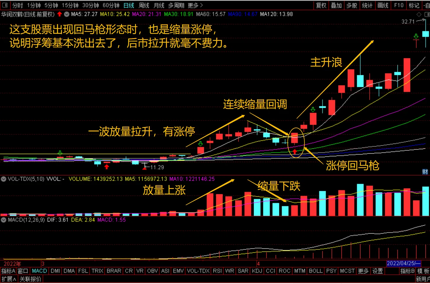 通达信涨停回马枪指标——回踩后二次上攻战法