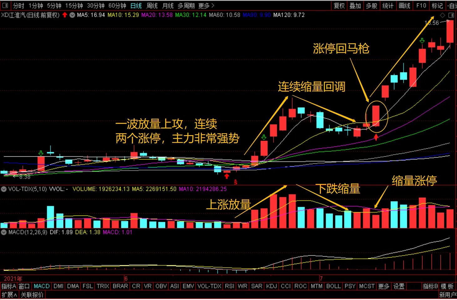 通达信涨停回马枪短线——回踩后二次上攻战法